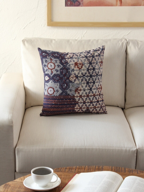 

House This Navy Blue & Off-White Single Geometric Square Cushion Covers