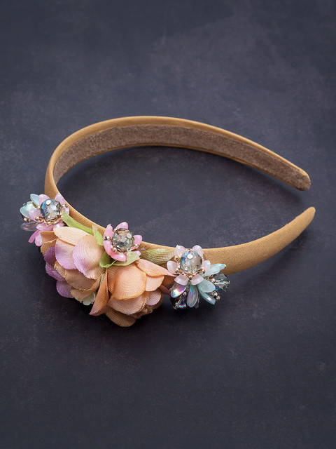 

Golden Peacock Beige Embellished Hairband