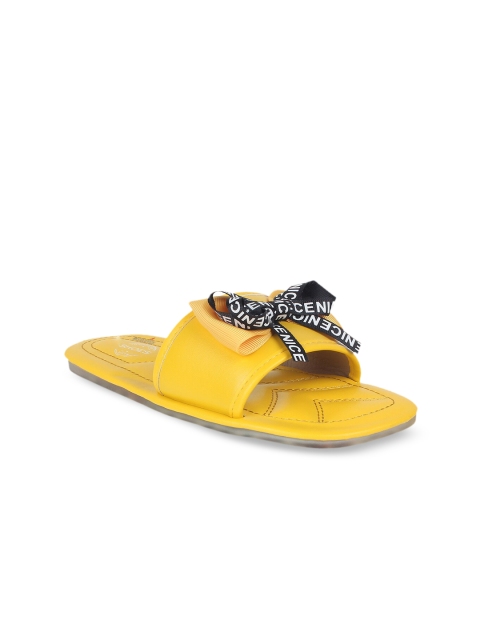 

STEPpings Women Yellow Printed Sliders