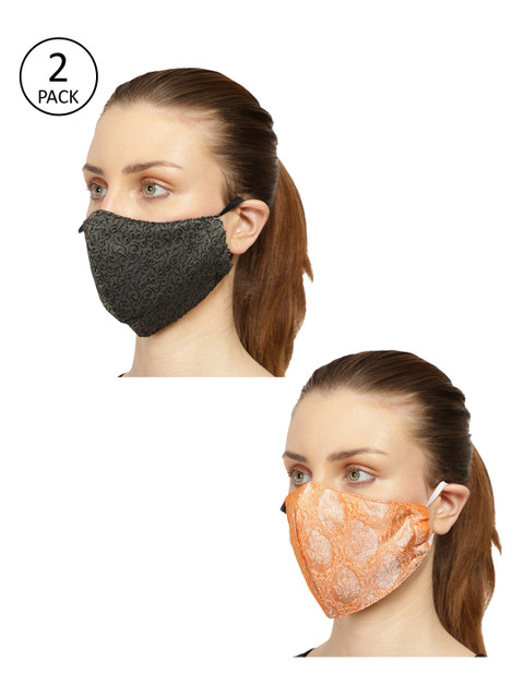 

Anekaant Women Pack of 2 Multicolor 3-Ply Reusable Cloth Mask, Multi