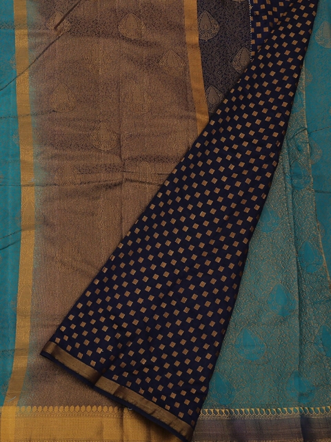 

Pothys Blue & Gold-Toned Jute Silk Woven Design Saree
