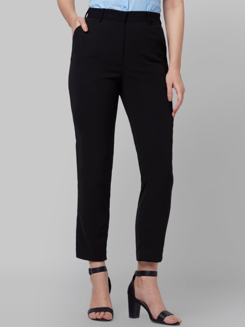 

Park Avenue Woman Black Tapered Fit Solid Peg Trousers