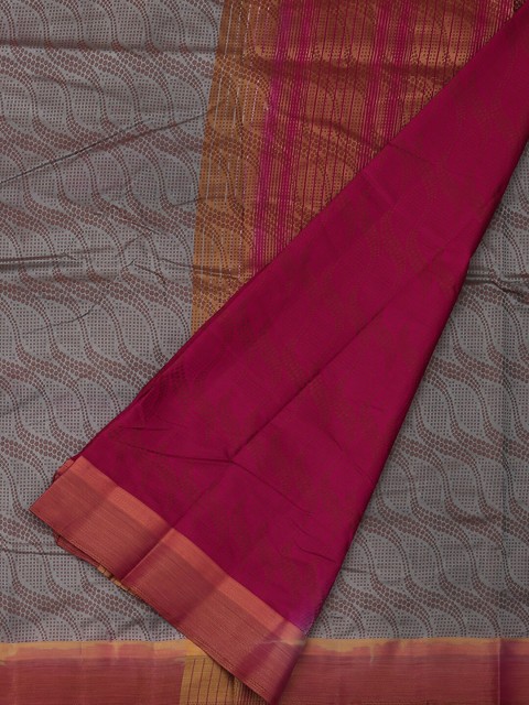 

Pothys Grey & Pink Jute Silk Printed Saree