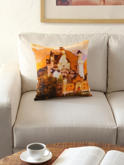 

House This Orange & Pink Single Abstract Square Cushion Covers
