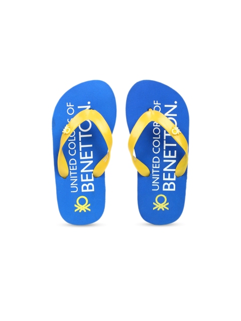 

United Colors of Benetton Unisex Kids Yellow & Blue Printed Thong Flip-Flops