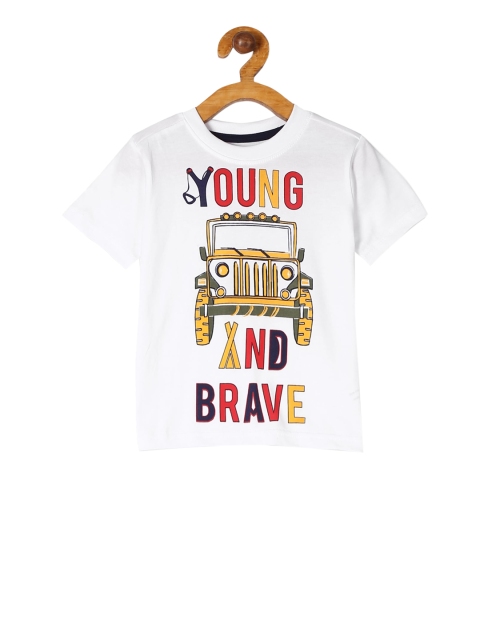 

Cherokee Boys White & Blue Printed Round Neck T-shirt