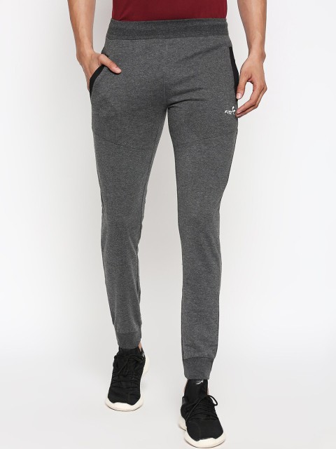

FiTZ Men Charcoal Grey Textured Bio-Wash Slim-Fit Joggers