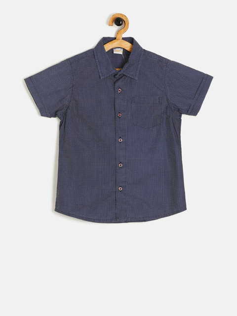

Aomi Boys Navy Blue Regular Fit Checked Casual Shirt