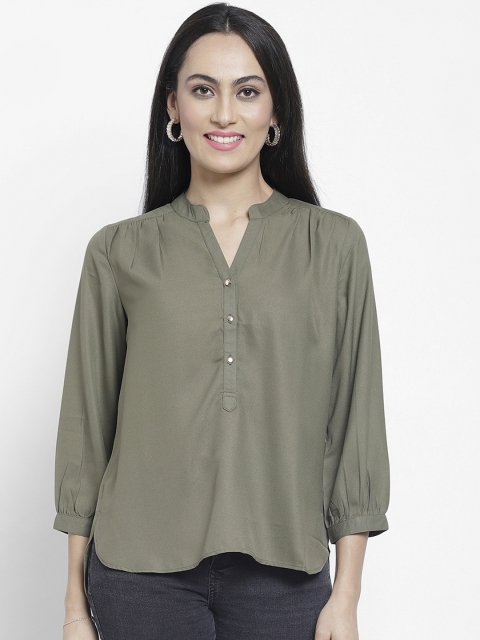 

NIXX Women Olive Green Solid Top