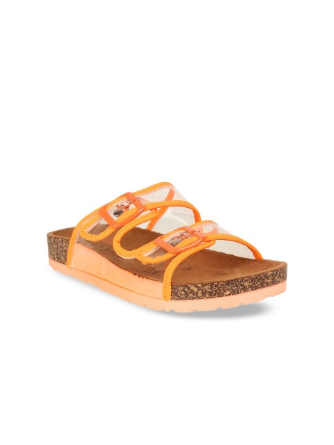 

STEPpings Women Orange & Transparent Solid Sliders