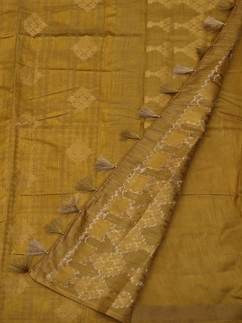 

Pothys Gold-Toned Woven Design Jute Silk Saree