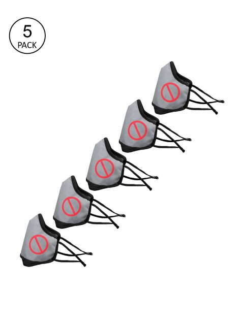 

Fastrack Unisex Pack of 5 Pcs Grey Reusable 4-Ply Cloth Masks