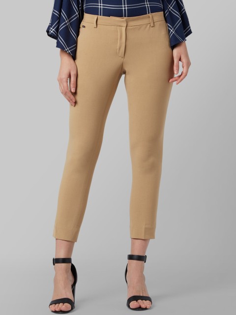 

Park Avenue Woman Women Beige Tapered Fit Solid Regular Trousers
