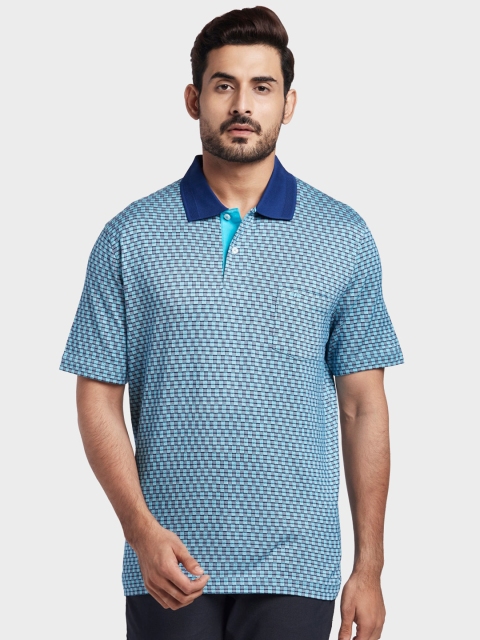 

ColorPlus Men Blue Printed Polo Collar T-shirt