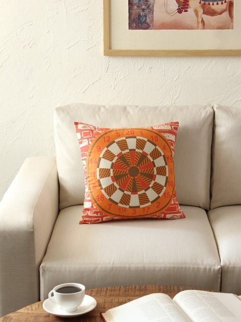 

House This Orange Single Geometric Square Cushion Covers