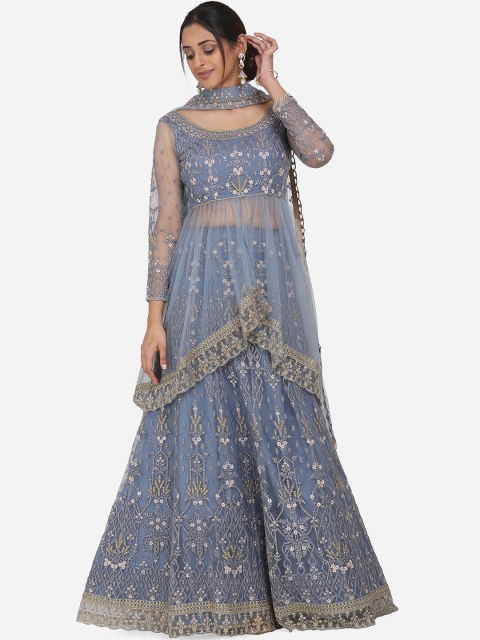 

RIYA Grey Semi-Stitched Lehenga & Blouse with Dupatta