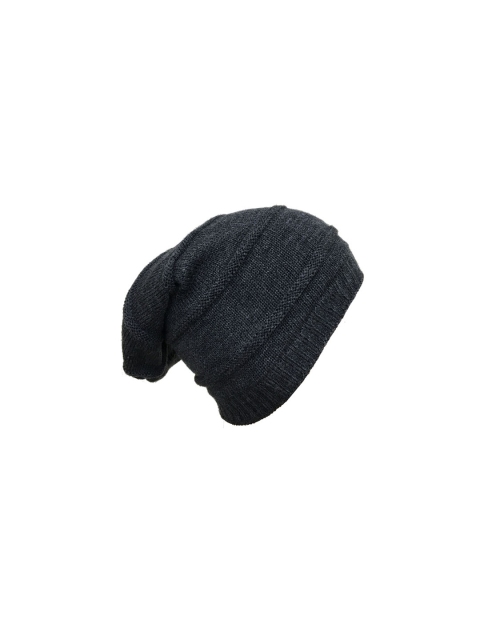 

Gajraj Unisex Grey Melange Self Design Beanie