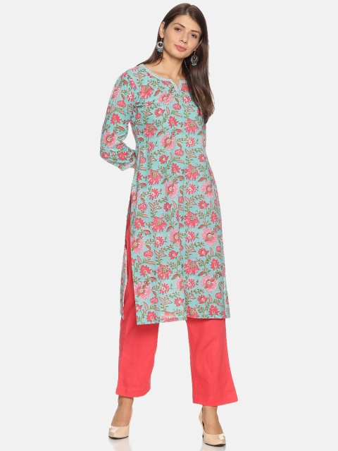 

NANGALIA RUCHIRA Women Blue & Red Printed Kurta with Palazzos