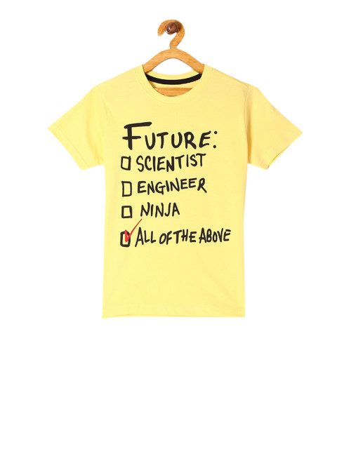 

Cherokee Boys Yellow & Black Printed Round Neck T-shirt