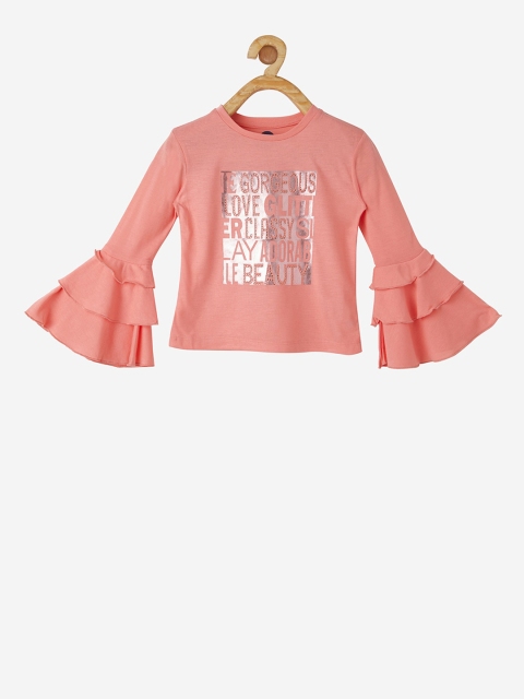 

VITAMINS Girls Peach-Coloured Printed Top
