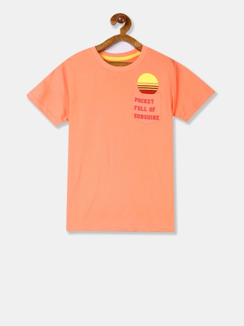 

Cherokee Boys Orange Solid Round Neck T-shirt