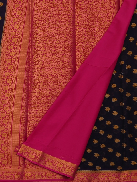 

Pothys Navy Blue & Pink Poly Georgette Woven Design Saree