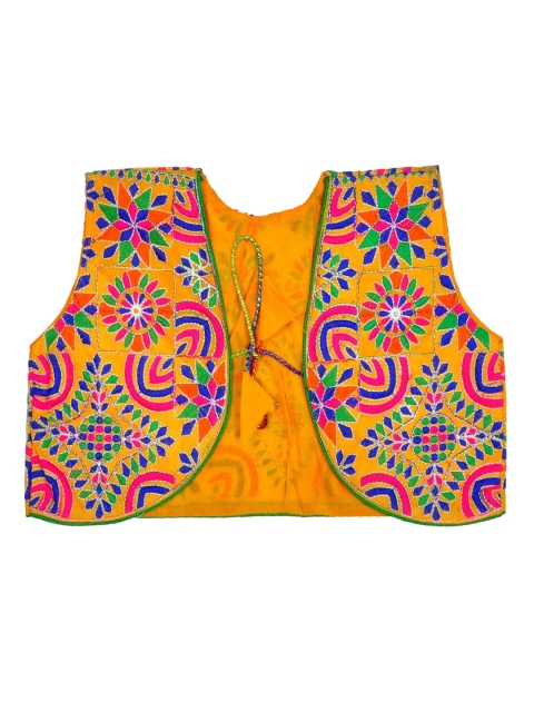 

BANJARA INDIA Girls Yellow & Pink Embroidered Bolero Jacket