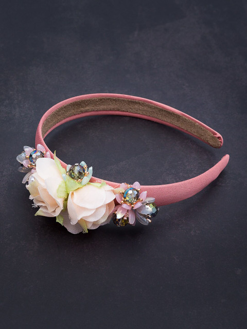 

Golden Peacock Pink Embellished Hairband