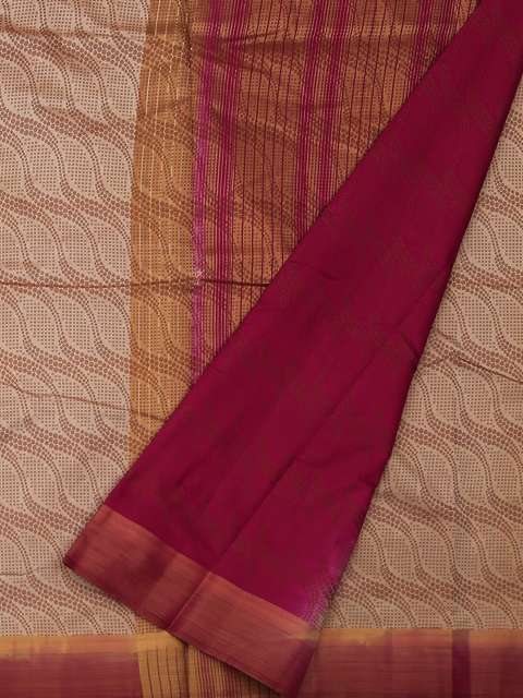 Pothys Cream-Coloured & Pink Jute Silk Printed Saree