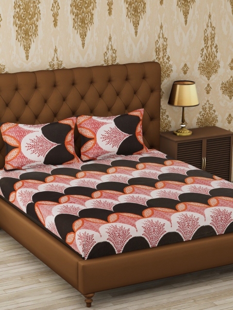 

METRO LIVING Multicoloured Abstract 120 TC Cotton 1 Queen Bedsheet with 2 Pillow Covers, Multi