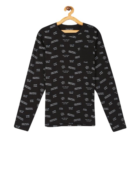 

Cherokee Boys Black Printed Round Neck Pure Cotton T-shirt