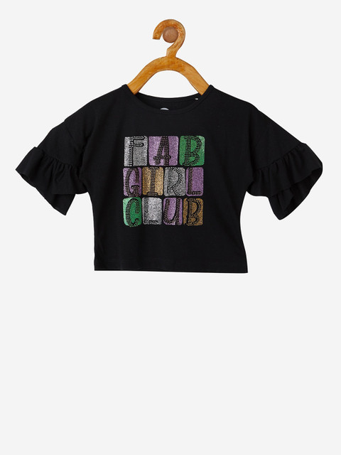 

VITAMINS Girls Black Embellished Top