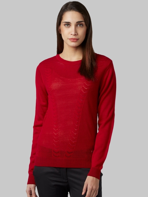 

Park Avenue Woman Red Self Design Pullover Sweater