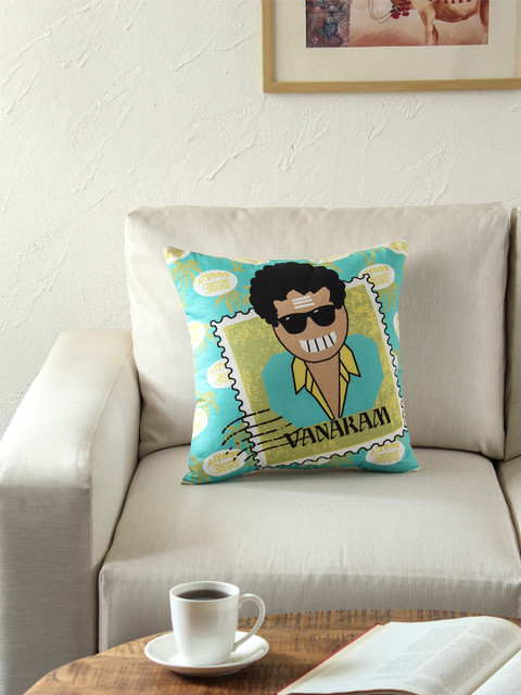

House This Blue & Yellow Single Quirky Square Cushion Covers