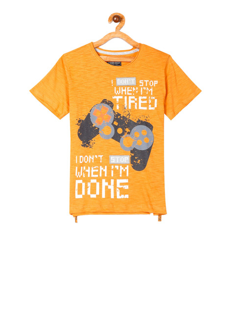 

Cherokee Boys Yellow White Printed Round Neck Pure Cotton T-shirt