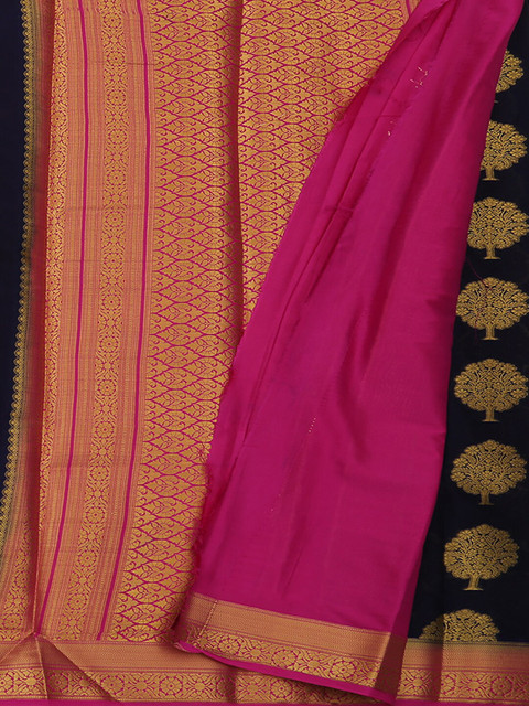 

Pothys Navy Blue & Pink Poly Georgette Woven Design Saree
