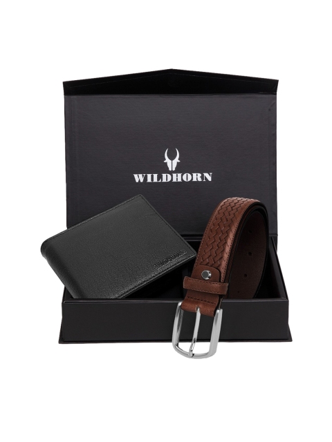 

WildHorn Men Black & Brown Textured RFID Protected Genuine Leather Accessory Gift Set