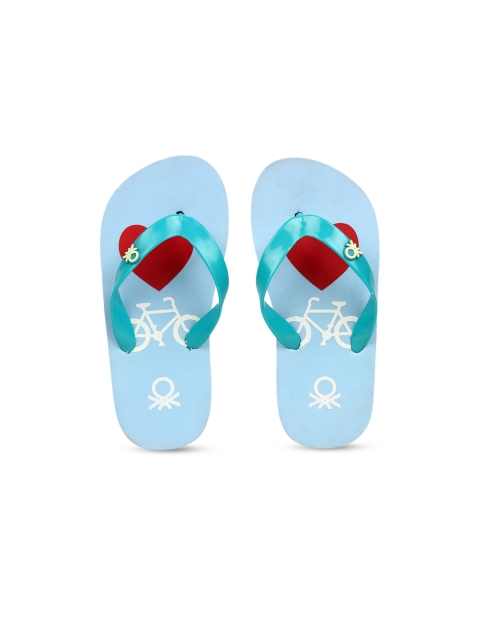 

United Colors of Benetton Unisex Kids Blue Printed Thong Flip-Flops