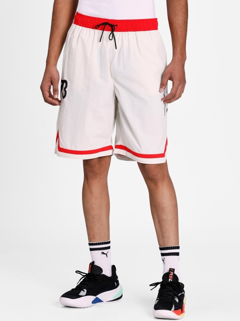 

PUMA Hoops Unisex Off-White Solid Regular Fit Sports Shorts