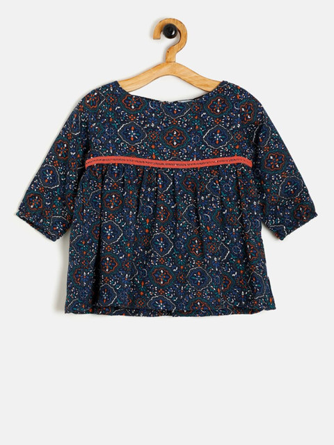 

Aomi Girls Blue Floral Print Top