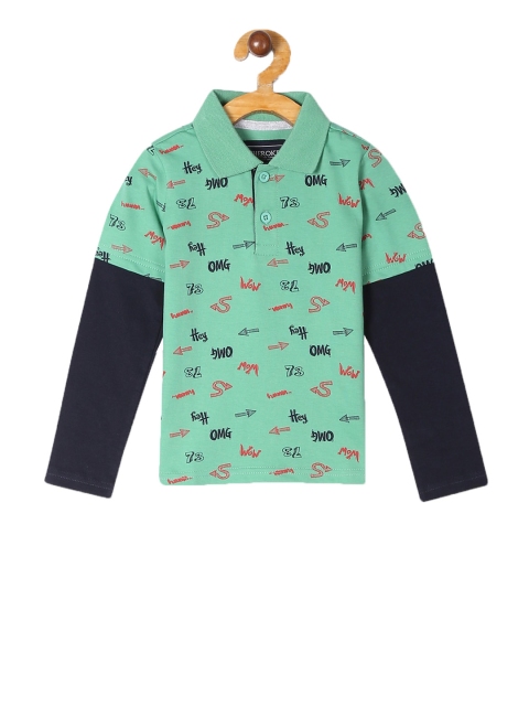 

Cherokee Boys Green Printed Polo Collar T-shirt