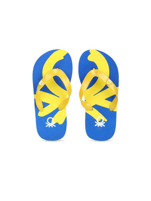 

United Colors of Benetton Unisex Kids Blue & Yellow Printed Thong Flip-Flops