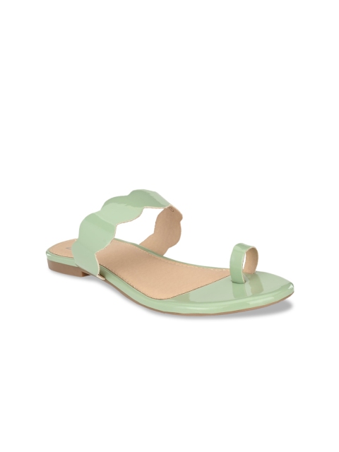 

Zebba Women Green Solid PU One Toe Flats