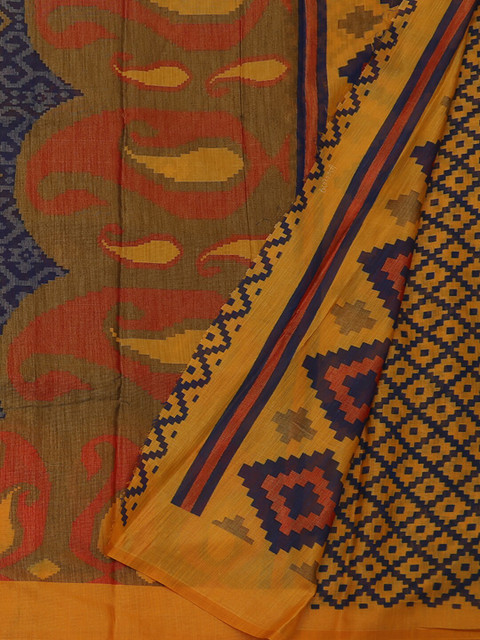 

Pothys Navy Blue & Yellow Poly Georgette Printed Saree
