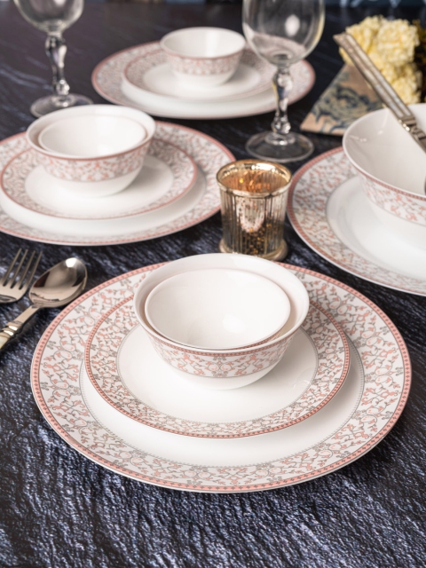 

Laopala Sovrana Moroccan Pink 33 Pieces Dinner Set, White
