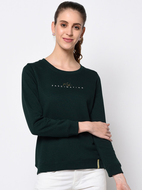 

METTLE Women Green Printed Sweatshirt