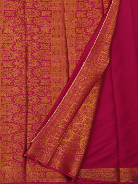 

Pothys Navy Blue & Pink Poly Georgette Checked Saree
