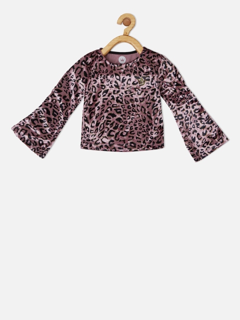 

VITAMINS Girls Pink Leopard Printed Top