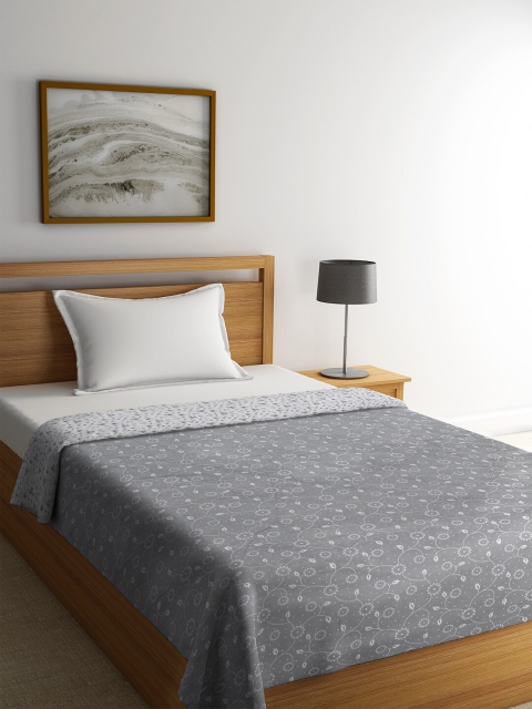 

NEUDIS Grey & White Floral AC Room 250 GSM Reversible Single Bed Comforter