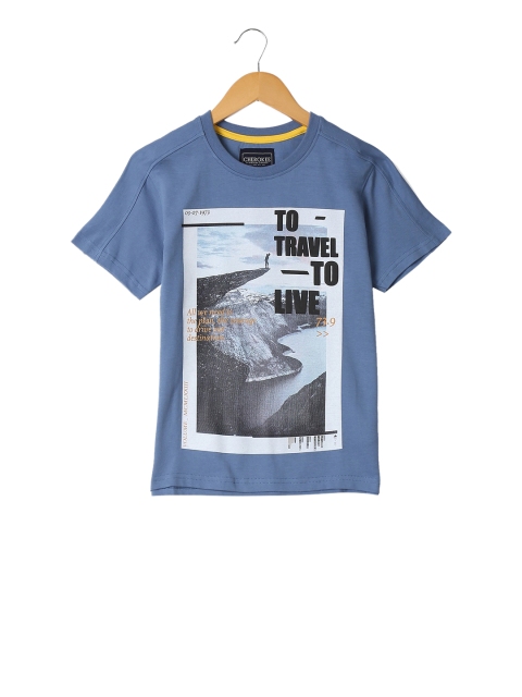 

Cherokee Boys Blue & White Printed Round Neck T-shirt